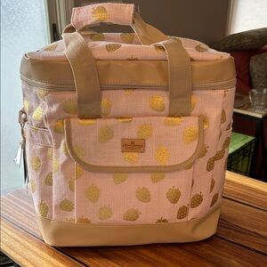 Pink And Gold Insulated Picnic Cooler Bag